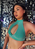 Cleo The Hurricane Crop Top Diamond Dust Keyhole Top