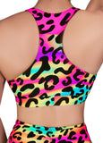 Cleo The Hurricane Crop Top Neon Leopard Twist Sports Bra