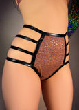 Cleo The Hurricane Hot Pants Glitter Riot High Waisted Strappy Pants