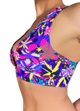 Cleo the Hurricane Tops Neon Floral Twist Top
