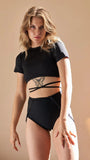 Lunalae Crop Top Millie Backless Tie Short Sleeve Top