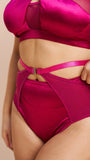 Lunalae Loretta Mesh Cut Out High Waist Shorts - Satin Magenta