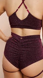 Lunalae Shorts Lure You High Waisted Garter Shorts - Coral Shimmer