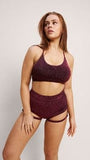 Lunalae Shorts Lure You High Waisted Garter Shorts - Coral Shimmer