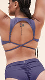 Lunalae Tops Mabel Ribbed Tie Front Crop Top- Twilight