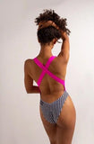 Shark Polewear Bodysuits Vashkelita Bodysuit - Hot Pink/Striped