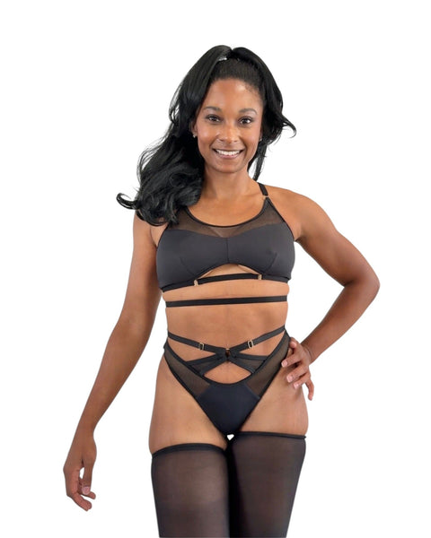 Slink Apparel Pole Bottoms Brass Doll Belted Pole Bottoms - Black