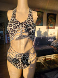 Twisted Movement Bodysuit Earthy Olive Leopard Bodysuit