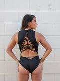 Twisted Movement Bodysuit Revolt Mock Neck Bodysuit
