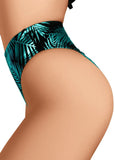 Cleo the Hurricane Bottoms Jungle Palms High Rider Hot Pant- Black Teal