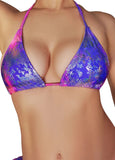 Cleo the Hurricane Tops Reptile String Bikini Top-Purple Pink