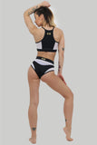Goddess Halter Top - Black with White Mesh - Creatures of XIX - PoleActive
