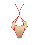 Hamade Activewear Shorts Nude High Waisted Slings Bottom with Red Binding