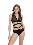 Hamade Activewear Tops Black Eyelet Mesh Crop Top