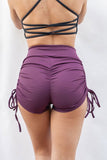 Lunalae Bottoms High Waist Drawstring Shorts Recycled- Mulberry