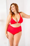 Lunalae Shorts High Waist Basic Shorts - Red
