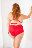 Lunalae Shorts High Waist Basic Shorts - Red
