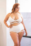 Lunalae Shorts Lure You High Waisted Garter Shorts - White