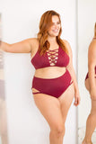 Lunalae Shorts Lure You High Waisted Garter Shorts - Wine
