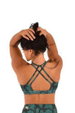Lifestyle Sports Bra Emerald Green Snake Print - XS