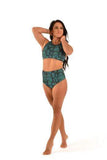 Lifestyle Sports Bra Emerald Green Snake Print - XS