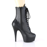 6" Heel, 1 3/4" PF Ankle/Mid-Calf Boots Blk Faux Leather/Blk Matte DEL1020PK/BPU/M