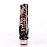 6" Heel, 1 3/4" PF Ankle/Mid-Calf Boots Blk Pat/Rose Gold Chrome DEL1020/B/ROGLDCH