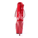 Pleaser Shoes 6" Heel, 1 3/4" PF Ankle/Mid-Calf Boots Red Pat/Red DEL1020/R/M