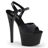 7" Heel, 2 3/4" PF 7" - 7 1/2" Heel Blk Faux Leather/Blk Matte SKY309/BPU/M