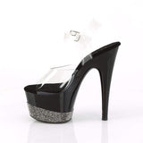 7" Heel, 2 3/4" PF 7" - 7 1/2" Heel Clr/Blk-Pewter RS ADO708-3/C/B-PW