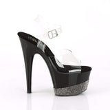 7" Heel, 2 3/4" PF 7" - 7 1/2" Heel Clr/Blk-Pewter RS ADO708-3/C/B-PW