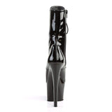 Pleaser Shoes 7" Heel, 2 3/4" PF Ankle/Mid-Calf Boots Blk Pat/Blk SKY1020/B/M