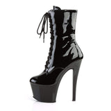 Pleaser Shoes 7" Heel, 2 3/4" PF Ankle/Mid-Calf Boots Blk Pat/Blk SKY1020/B/M