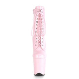 Pleaser Shoes 8" Heel, 4" PF Ankle/Mid-Calf Boots B. Pink Pat/B. Pink FLAM1020/BP/M