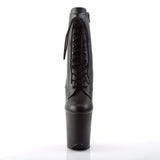 8" Heel, 4" PF Ankle/Mid-Calf Boots Blk Faux Leather/Blk Matte FLAM1020/BPU/M