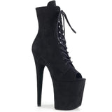 8" Heel, 4" PF Ankle/Mid-Calf Boots Blk Faux Suede/Blk Faux Suede FLAM1021FS/BFS/M