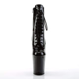 8" Heel, 4" PF Ankle/Mid-Calf Boots Blk Pat/Blk FLAM1020/B/M