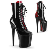 Pleaser Shoes 8" Heel, 4" PF Ankle/Mid-Calf Boots Blk Pat/Blk FLAM1020FH/B/M