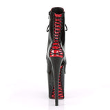 Pleaser Shoes 8" Heel, 4" PF Ankle/Mid-Calf Boots Blk Pat/Blk FLAM1020FH/B/M