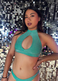 Cleo The Hurricane Crop Top Diamond Dust Keyhole Top