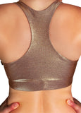 Cleo The Hurricane Crop Top Rose Gold Metallic Twist Sports Bra