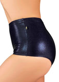 Cleo the Hurricane Shorts Metallic High Waisted Hot Pants- Black Metal