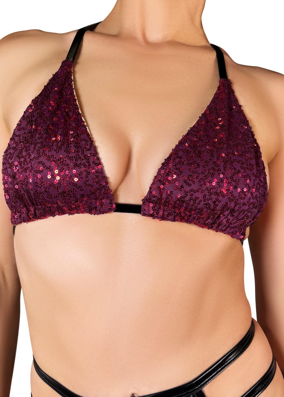 Cleo the Hurricane Tops Glitter Riot String Bikini Top- Wine *PoleActive EXCLUSIVE!*