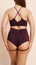 Lunalae Shorts Lure You High Waisted Garter Shorts - Coral Shimmer