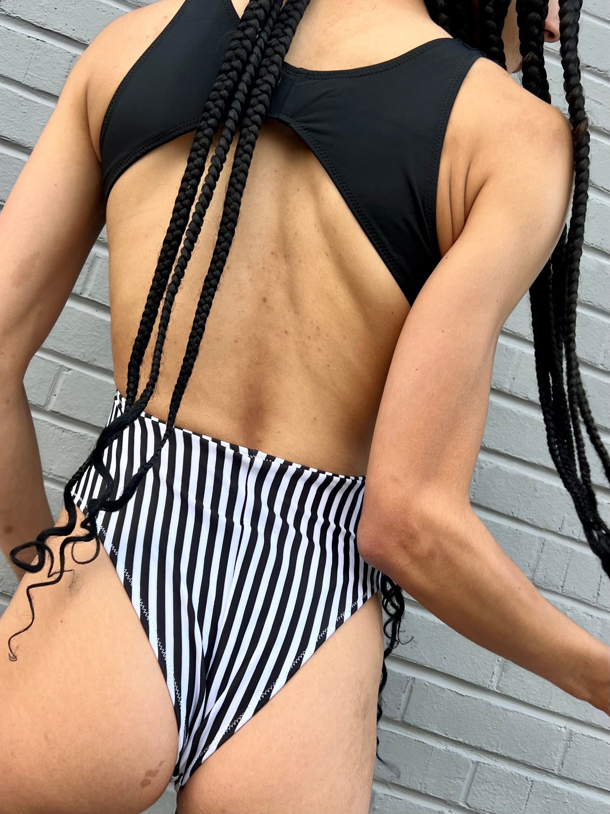 Shark Polewear Bodysuits Lolita Bodysuit- Black & White Stripes