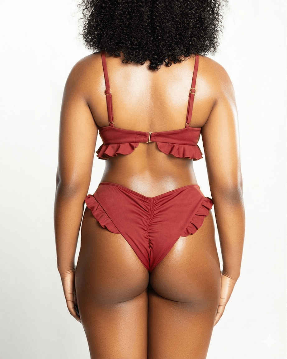Slink Apparel Bottoms Ruffle Me Up Bikini Bottoms - Spice