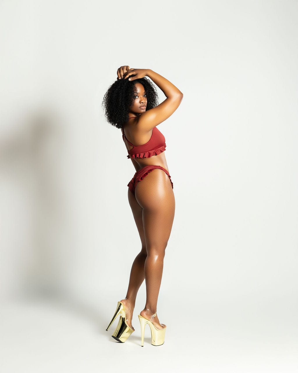 Slink Apparel Bottoms Ruffle Me Up Bikini Bottoms - Spice