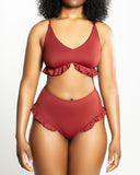 Slink Apparel Pole Bottoms Ruffle Me Up High Waisted Bottoms - Spice