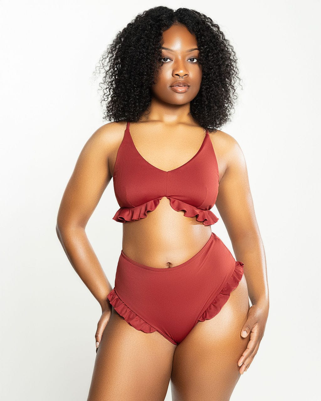 Slink Apparel Pole Bottoms Ruffle Me Up High Waisted Bottoms - Spice