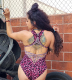 Twisted Movement Bodysuit Barbie Girl Pink Leopard Bodysuit